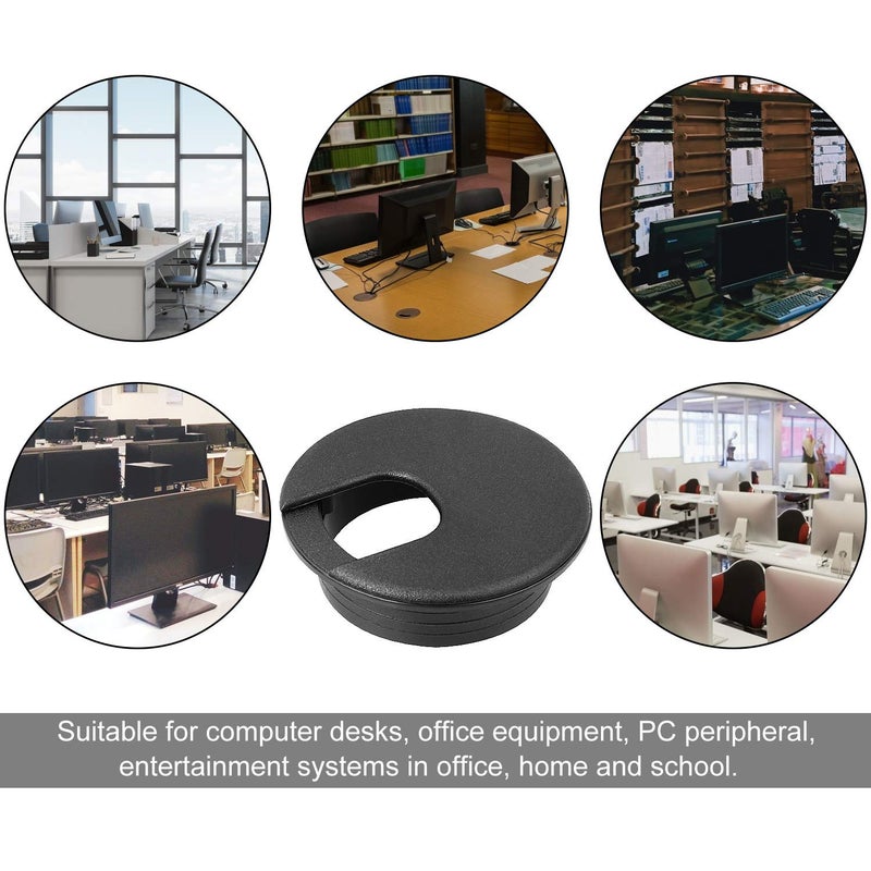 HNBun 20 Pack 2" Black Plastic Desk Grommet, 2" Hole Cover, Organizers, Cord & Cable Management - Image 5